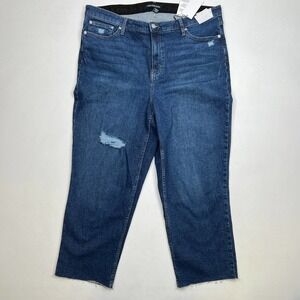 Calvin Klein Jeans High Rise Straight Plus Size Jeans Distressed Mom Style